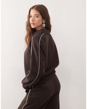 Monki Sudadera Oscuro Con Media Cremallera Y Detalle De Ribetes Beis De (Parte De Un Conjunto) - Azul