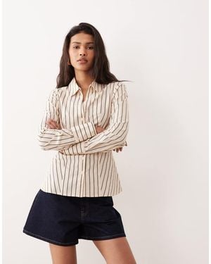 Miss Selfridge Poplin Fitted Shirt - Natural