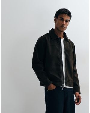 Abercrombie & Fitch Faux Suede Zip Up Jacket - Black
