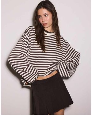 Stradivarius Box Pleat Mini Skirt - Brown