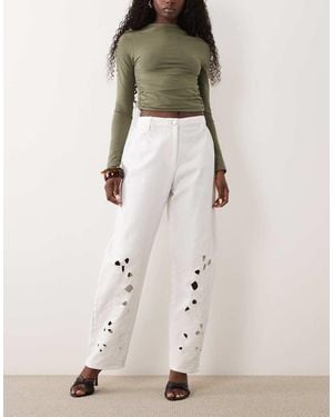 ASOS Lazer Cut Out Barrel Trousers - Natural