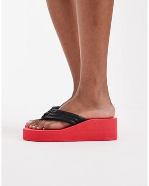 SEQWL Infradito Con Zeppa Flatform Rosso