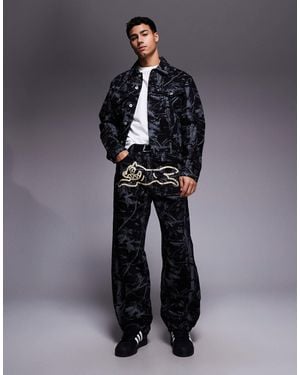 ICECREAM All Over Tree Camo Print Jeans Co-ord - Black