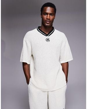 Good For Nothing Co-ord Oversized Knitted Hockey Jersey - White