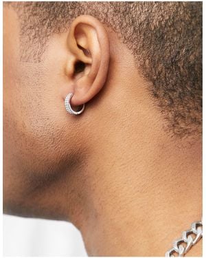 ASOS 12mm Hoop Earrings With Swarovski Crystals - Metallic