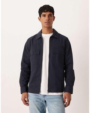 ARKET Pure Cotton Zip Up Overshirt - Blue