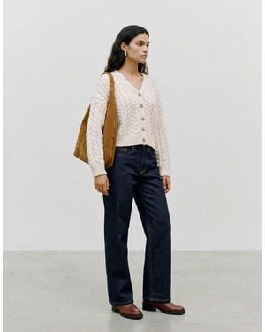 Vero Moda Dream Ribbed V-Neck Knitted Drop Shoulder Cardigan - Blue
