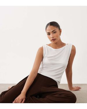 ASOS Asos Design Petite Lounge Mix & Match Rib Wide Leg Bottom - White