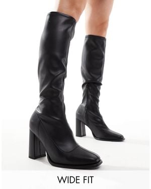 London Rebel London Rebel Paige Wide Fit Knee High Sock Boots - White