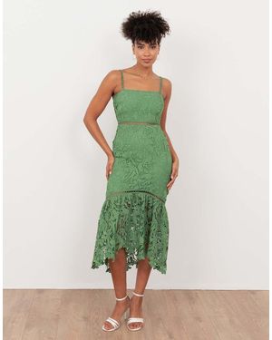 Maya Lace Cami Midi Dress - Green