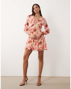 Vila Chiffon Frill Detail Mini Dress - Pink