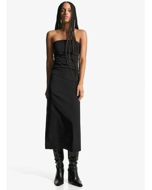 Bershka Bengaline Bandeau Midi Dress - Black