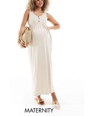 Mama.licious Mamalicious Maternity 2 Function Nursing Button Through Maxi Sundress - White
