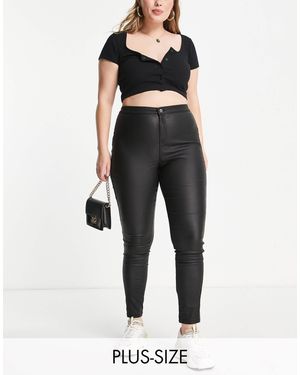 Missguided – vice – beschichtete, enge jeans - Schwarz
