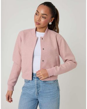 Threadbare Faux Wool Bomber Jacket - Pink