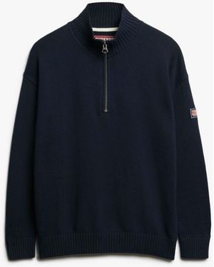 Superdry – lässig geschnittener strickpullover - Blau
