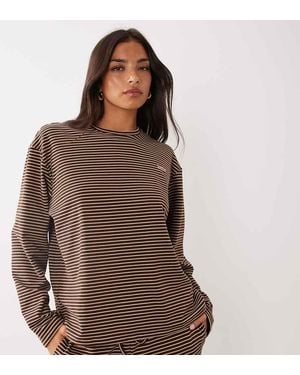 Kaiia Superzachte Top Met Lange Mouwen, Oversized Co-Ord - Bruin
