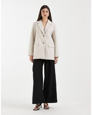 Vero Moda Loose Fit Felt Blazer Jacket - White