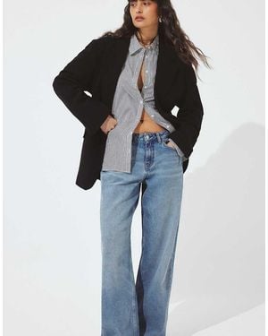 NA-KD Studio Low Waist Baggy Jeans - Blue