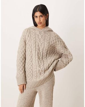 ASOS Oversized Cable Hoodie - Natural