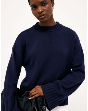 NA-KD Pullover mit umgeschlagenen ärmeln - Blau