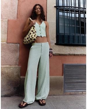 Bershka Stripe Loose-fitting Trousers - Blue