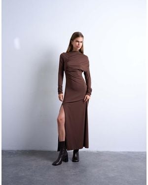 TOPSHOP Asymmetric Drape Front Maxi Dress - Purple