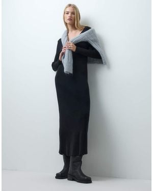 Vero Moda Ribbed Knit Long Sleeve Reversible Maxi Dress - Blue