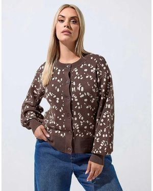 Yours Clothing Deer Print Cardigan - Blue