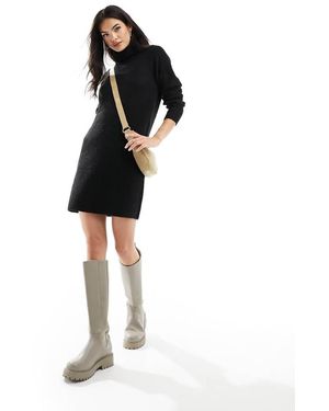 Pieces Roll Neck Mini Jumper Dress - Black