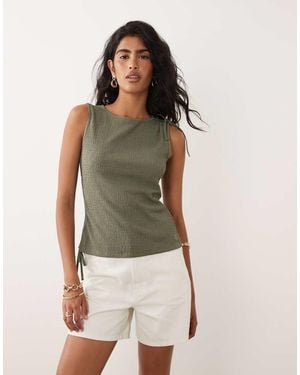 Calvin Klein Textured Asymmetric Top With Ruched Detail