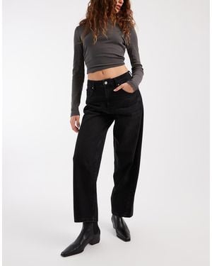 ASOS Ankle Grazer Barrel Leg Jeans With Cinched Waist - Black
