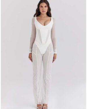 House Of Cb Avalon Mesh High Waist Trousers - White