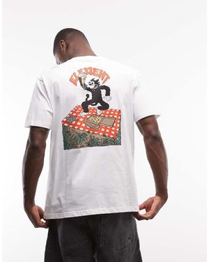 Element Camiseta Con Estampado De Gato Y Pizza En La Espalda De -Azul - Blanco