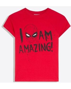 Bershka Short Sleeve Spider-man T-shirt - Red