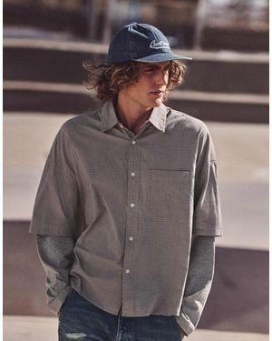 Pull&Bear Hemd mit doppelten ärmeln und karomuster - Grau