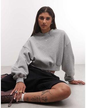 Nike Studio Fleece Mid-weight Oversized Cropped Sweatshirt - Grey
