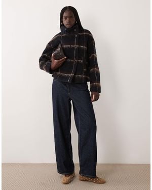 Vila Brushed Wool-feel Short Funnel Neck Jacket - Blue