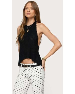 Edikted Ivey Backless Crochet Halter Top - Black