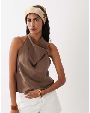 Mango Girasol Sleeveless Cowl Neck Top Co-Ord - Brown