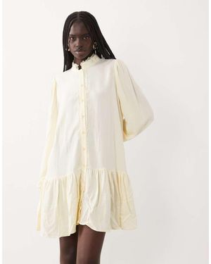 Miss Selfridge Mandarin Collar Smock Dress - Natural