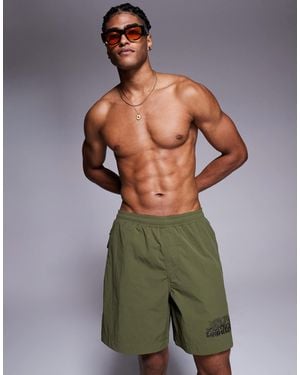 River Island Swim Shorts With Dragon Print - Green