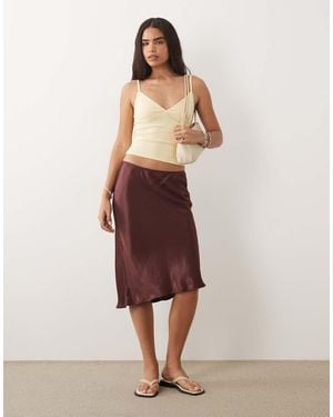 ASOS Falda Lencera Chocolate De Estilo Años 90 De Satén - Marrón