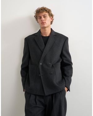 TOPMAN Boxy-fit zweireihiger strukturierter blazer - Grau