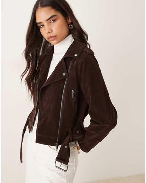Glamorous Belted Hem And Zip Detailing Jacket Rich - Brown