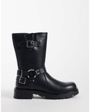 Glamorous Bottines style motard mi-hautes es - Noir