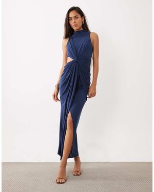 ASOS Sleeveless Maxi Dress With Cut Out Twist Detail - Blue