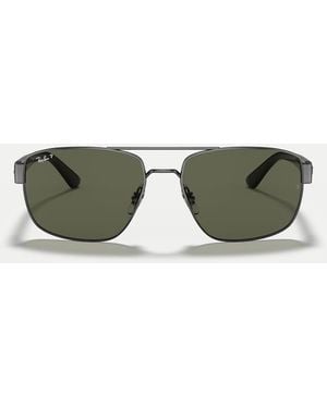 Ray-Ban Gafas De Sol Gris Plomo Irregulares Con Lentes Verdes Polarizadas Rb3663 De