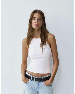 Pull&Bear Halter-Neck Strappy Back Top - White