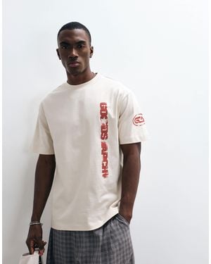 ASOS Relaxed T-shirt With Text Graphic - Natural